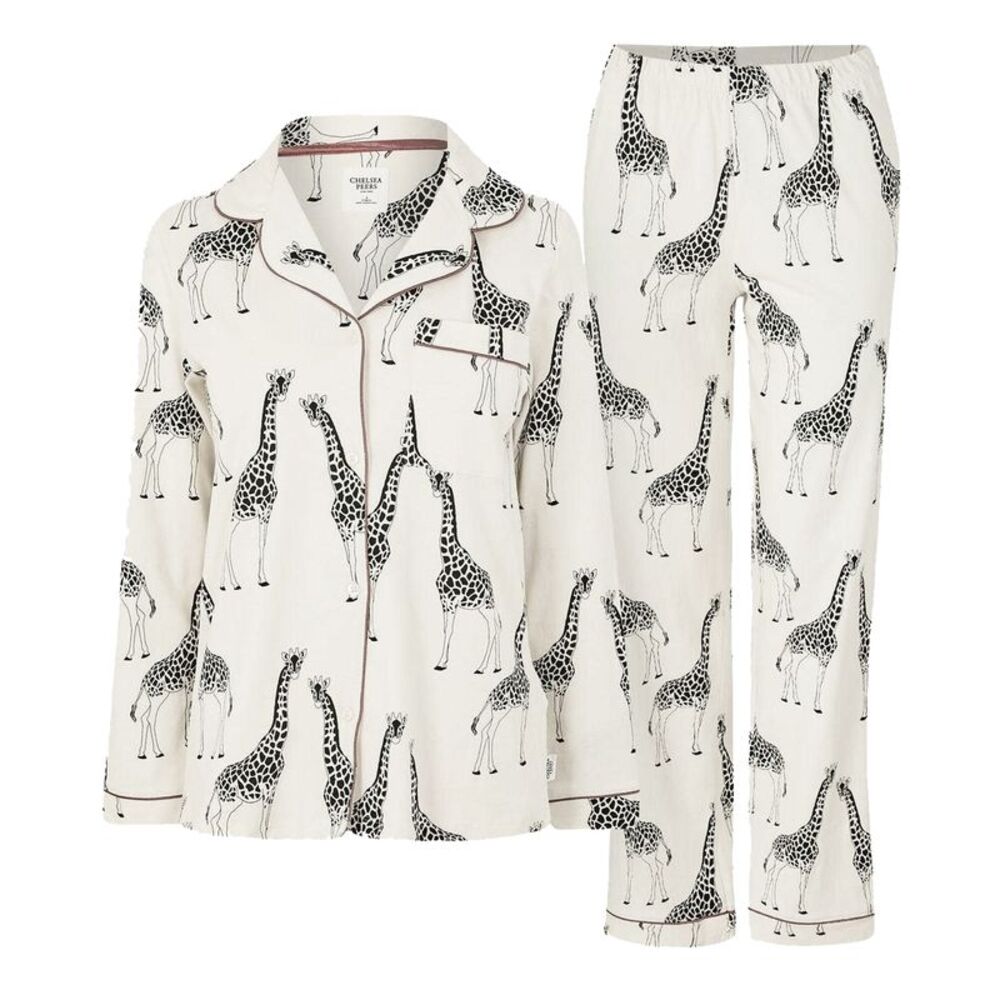 Chelsea Peers Womens/Ladies Giraffe Button-Down Long Pyjama Set / White